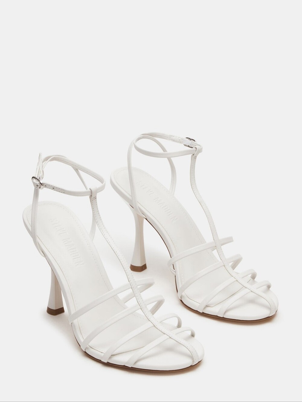 Steve Madden Tildah White Leather Stiletto Sandal, NWT
